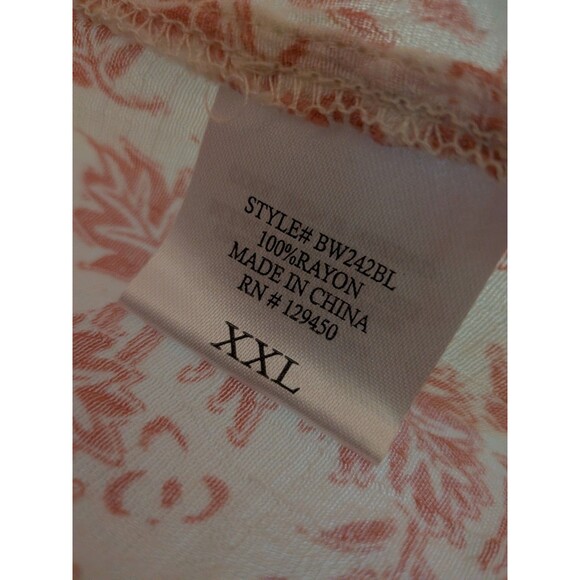 Women's Floral V Neck Pullover Tunic Blouse Pink Size XXL Como Vintage Hippie - Picture 8 of 12